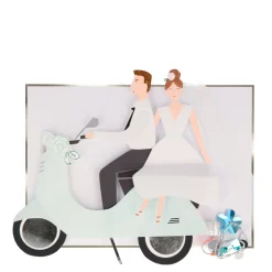 Scooter Couple Stand-Up Wedding Card>Meri Meri Sale