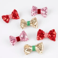 Sequin & Velvet Mini Bow Hairclips (x 6)><noscript><img width=