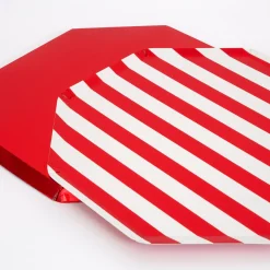 Shiny Red Stripe Dinner Plates (x 8)>Meri Meri New