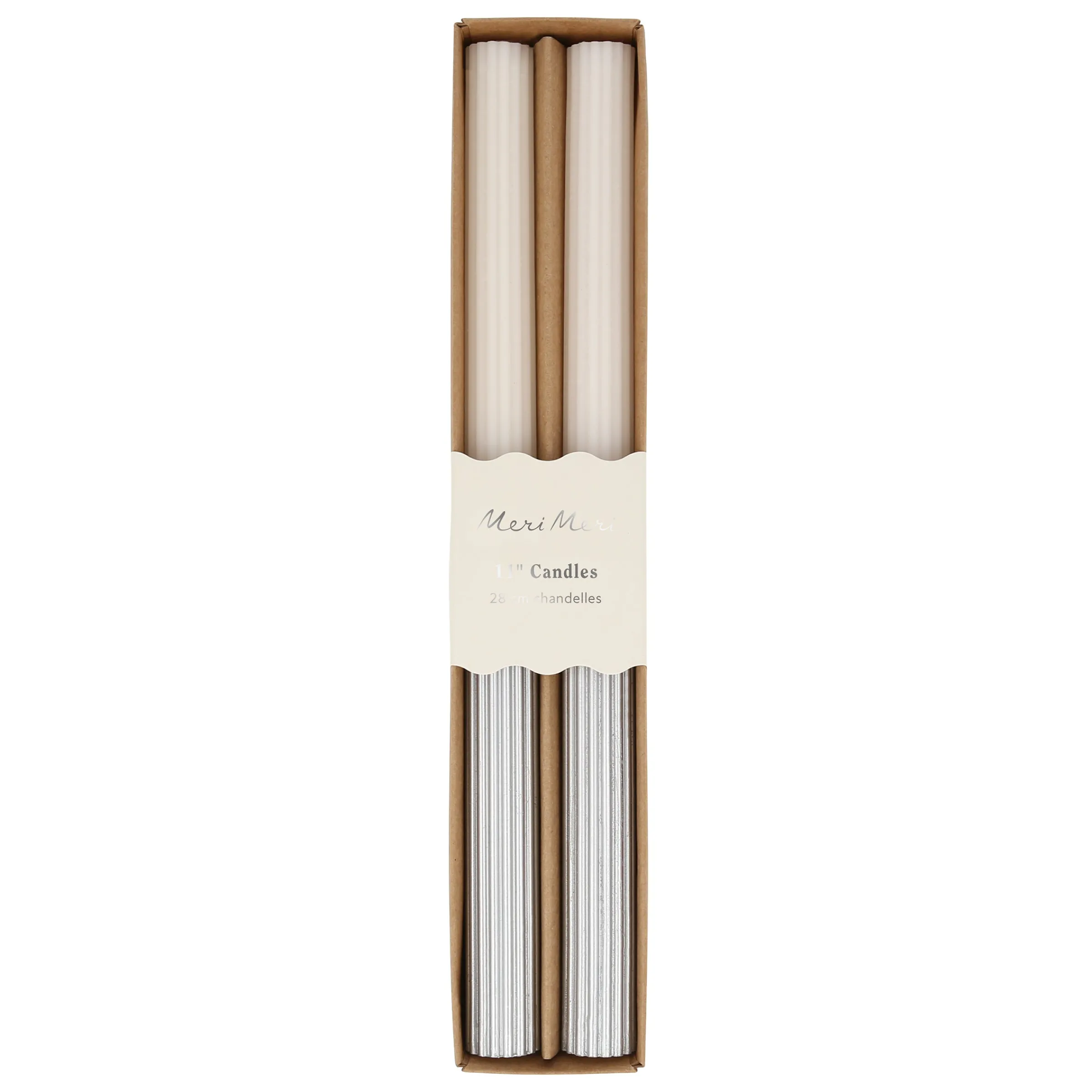 Silver Dipped Table Candles (x 2)>Meri Meri Hot