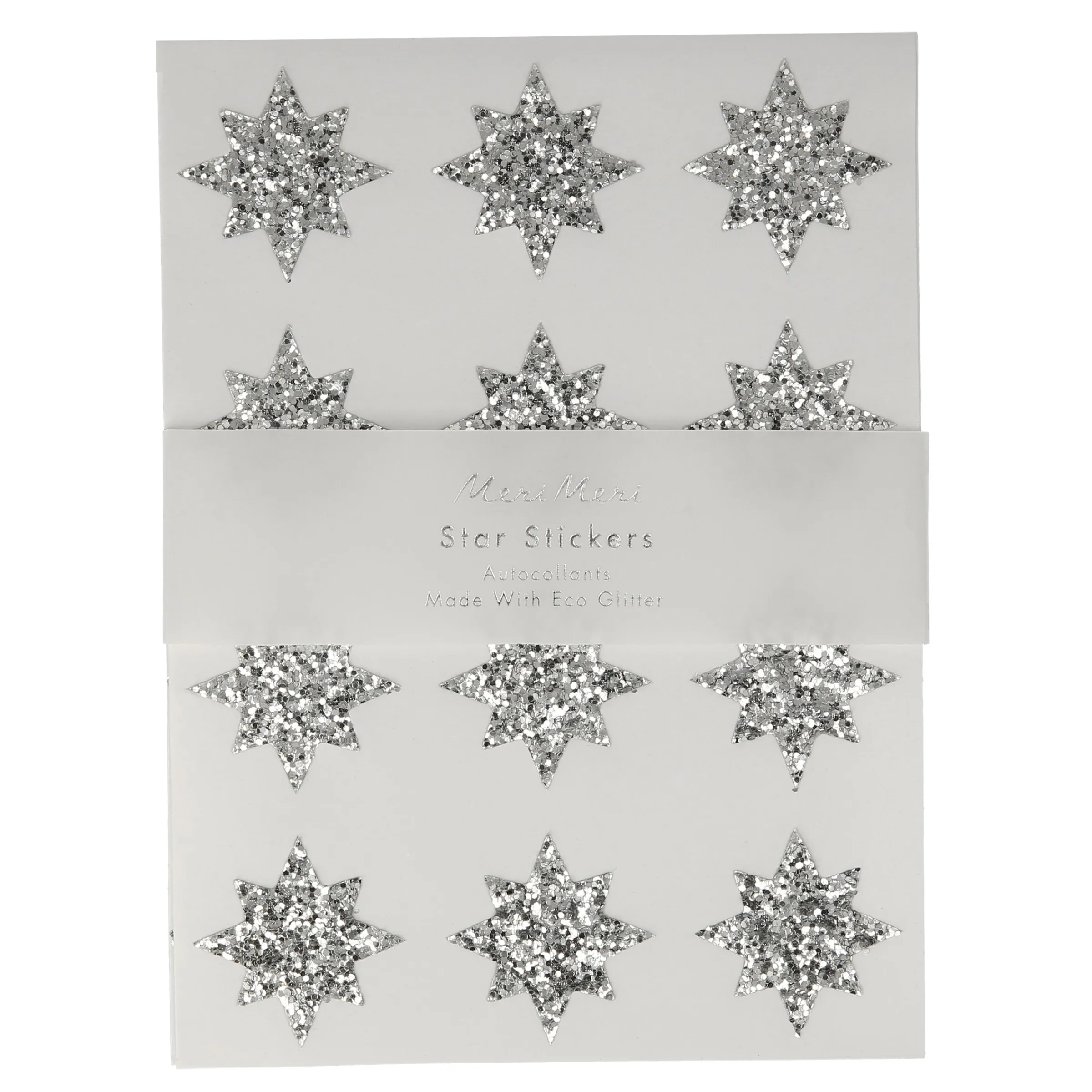 Silver Star Glitter Stickers (x 8 sheets)>Meri Meri Sale
