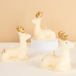 Small Ivory Reindeer Candles (x 3)>Meri Meri Clearance