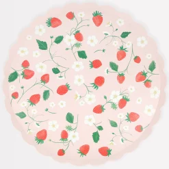 Strawberry Pattern Dinner Plates (x 8)>Meri Meri Sale