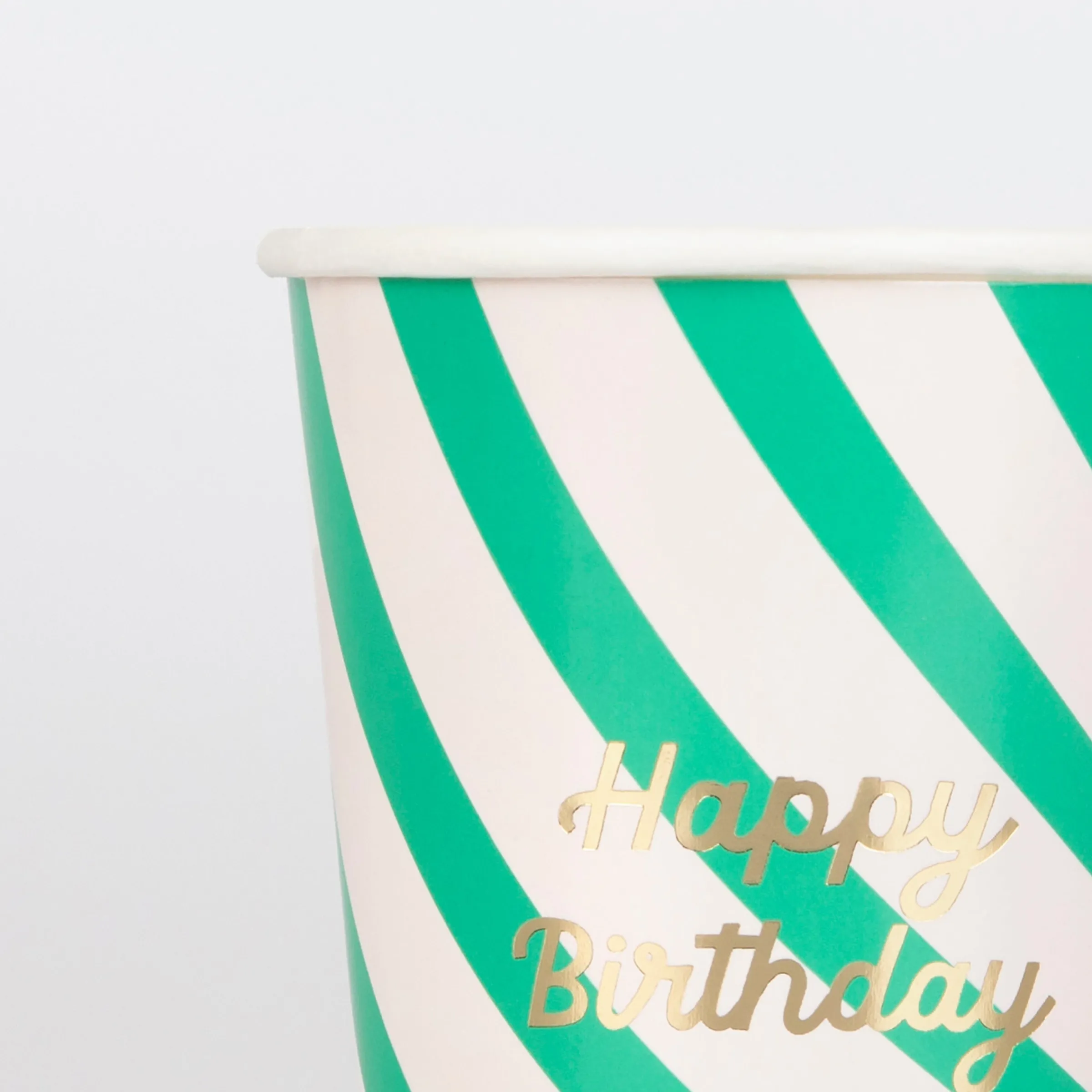 Stripe Happy Birthday Cups (x 8)>Meri Meri Outlet