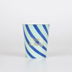 Stripe Happy Birthday Cups (x 8)><noscript><img width=