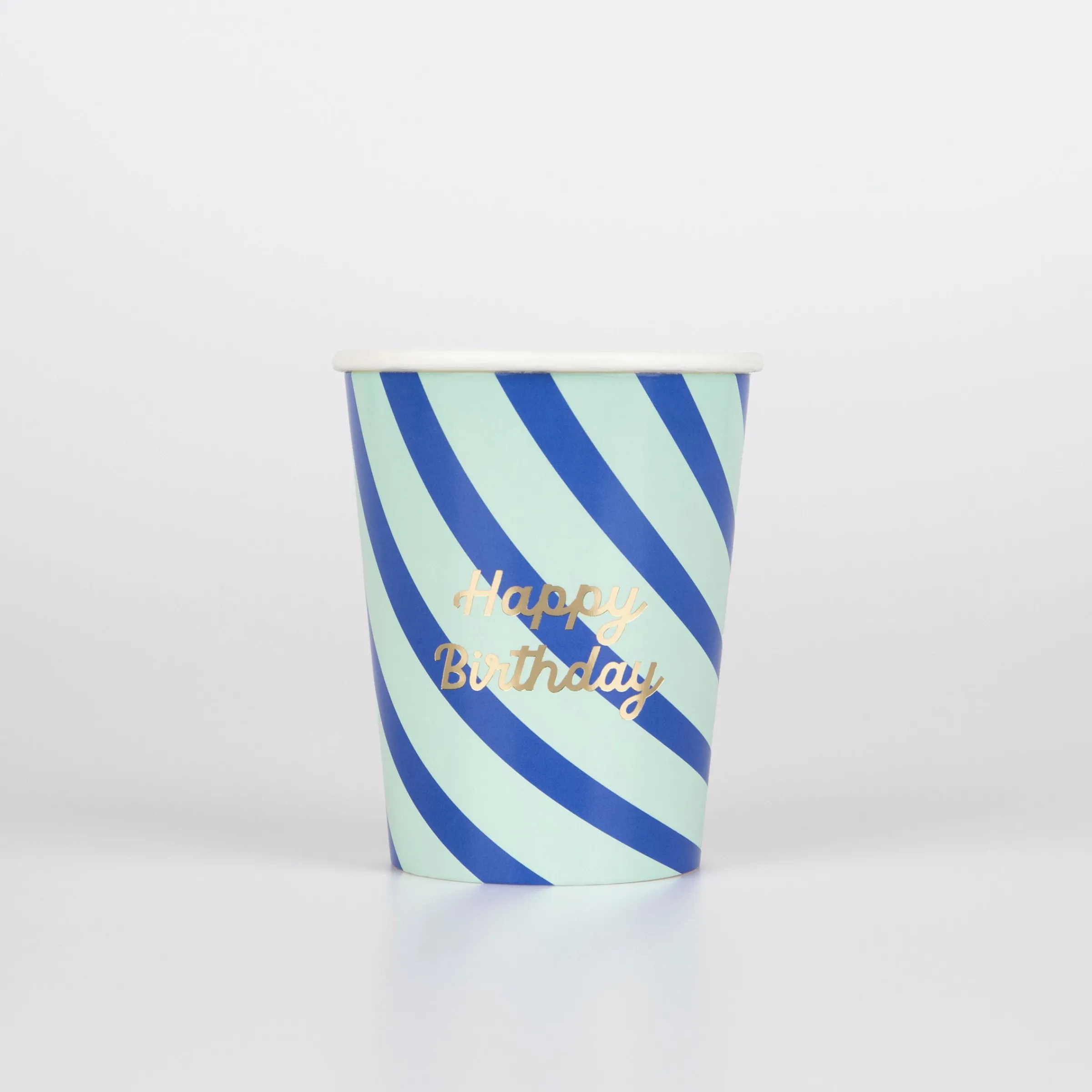 Stripe Happy Birthday Cups (x 8)>Meri Meri Outlet