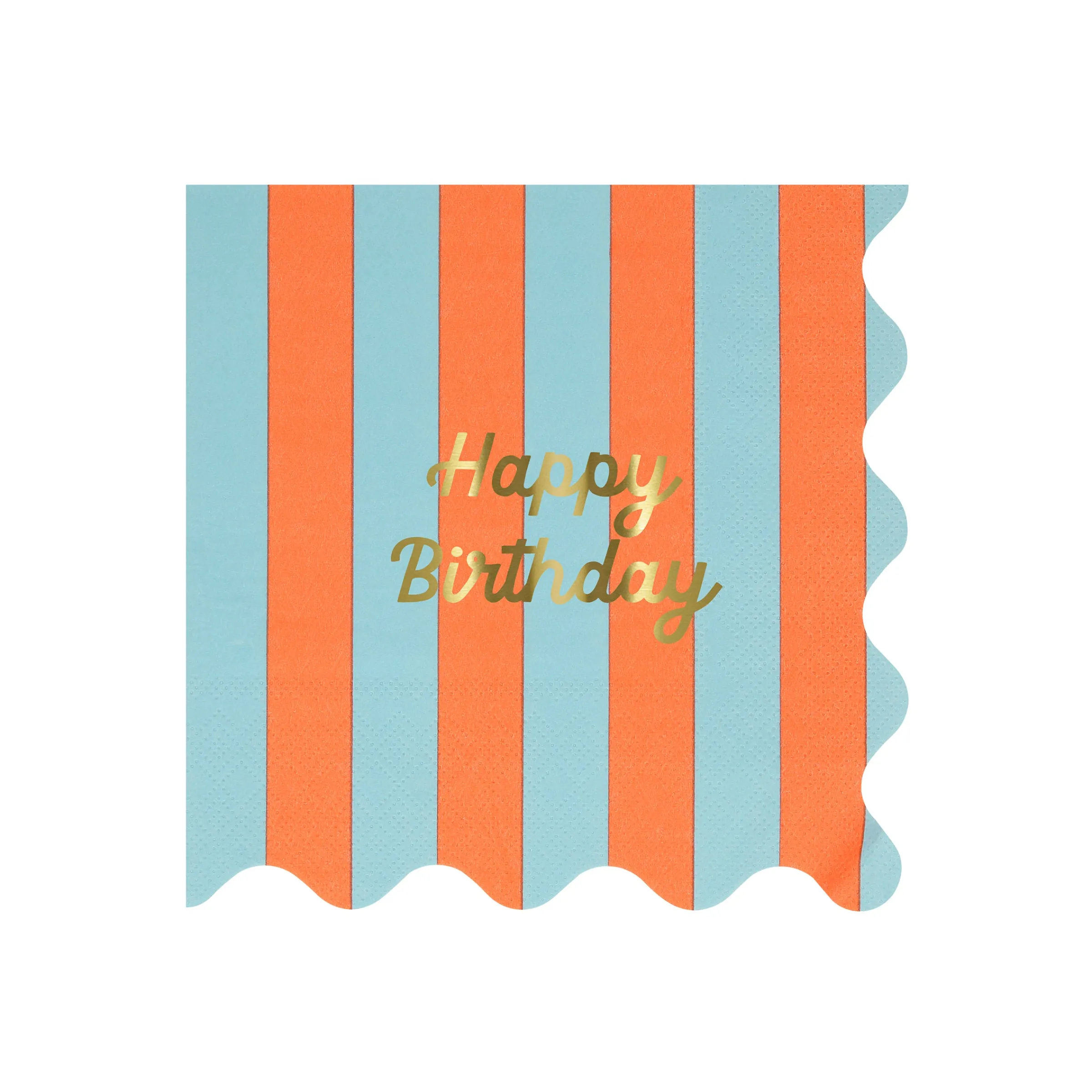 Stripe Happy Birthday Large Napkins (x 16)>Meri Meri Clearance