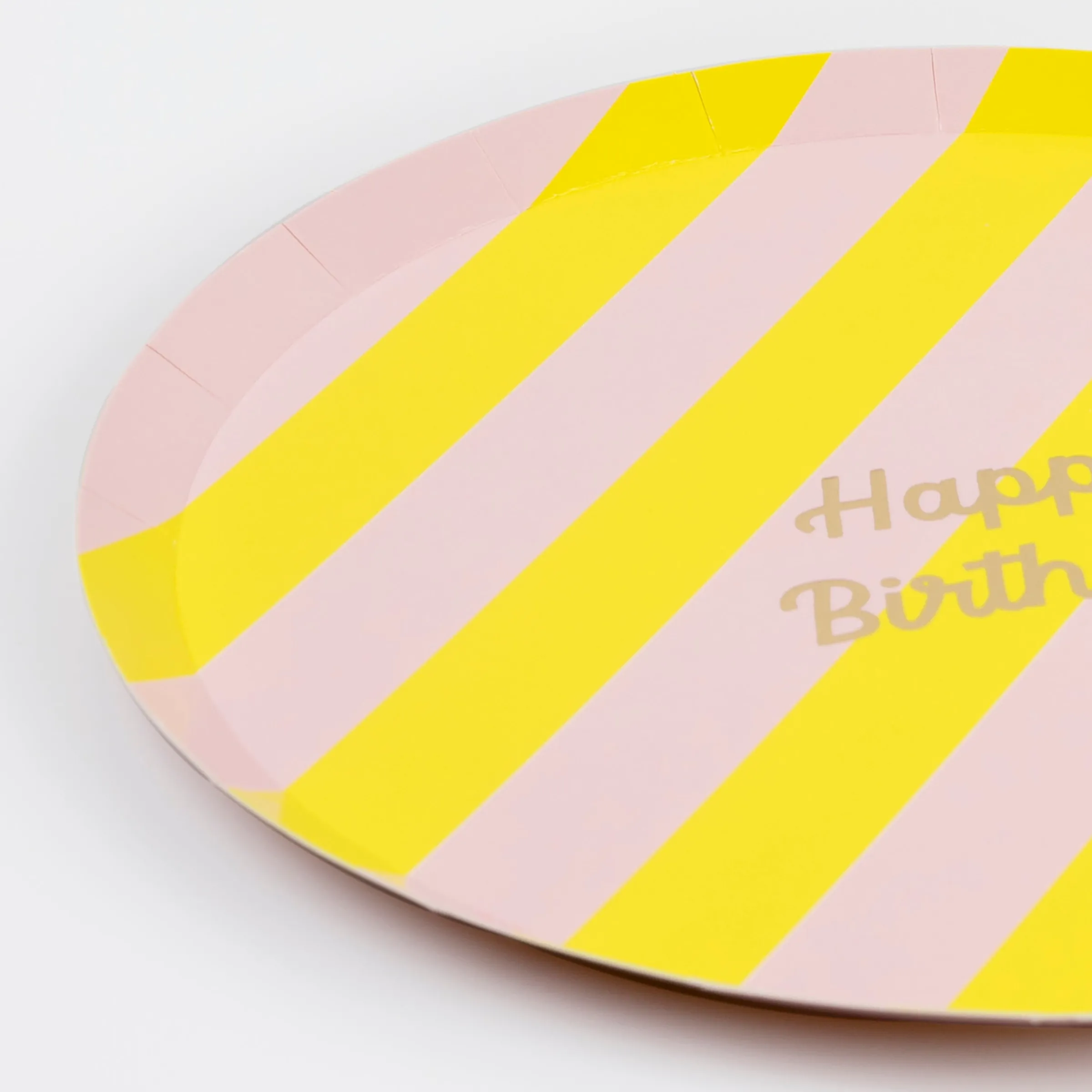 Stripe Happy Birthday Side Plates (x 8)>Meri Meri Fashion