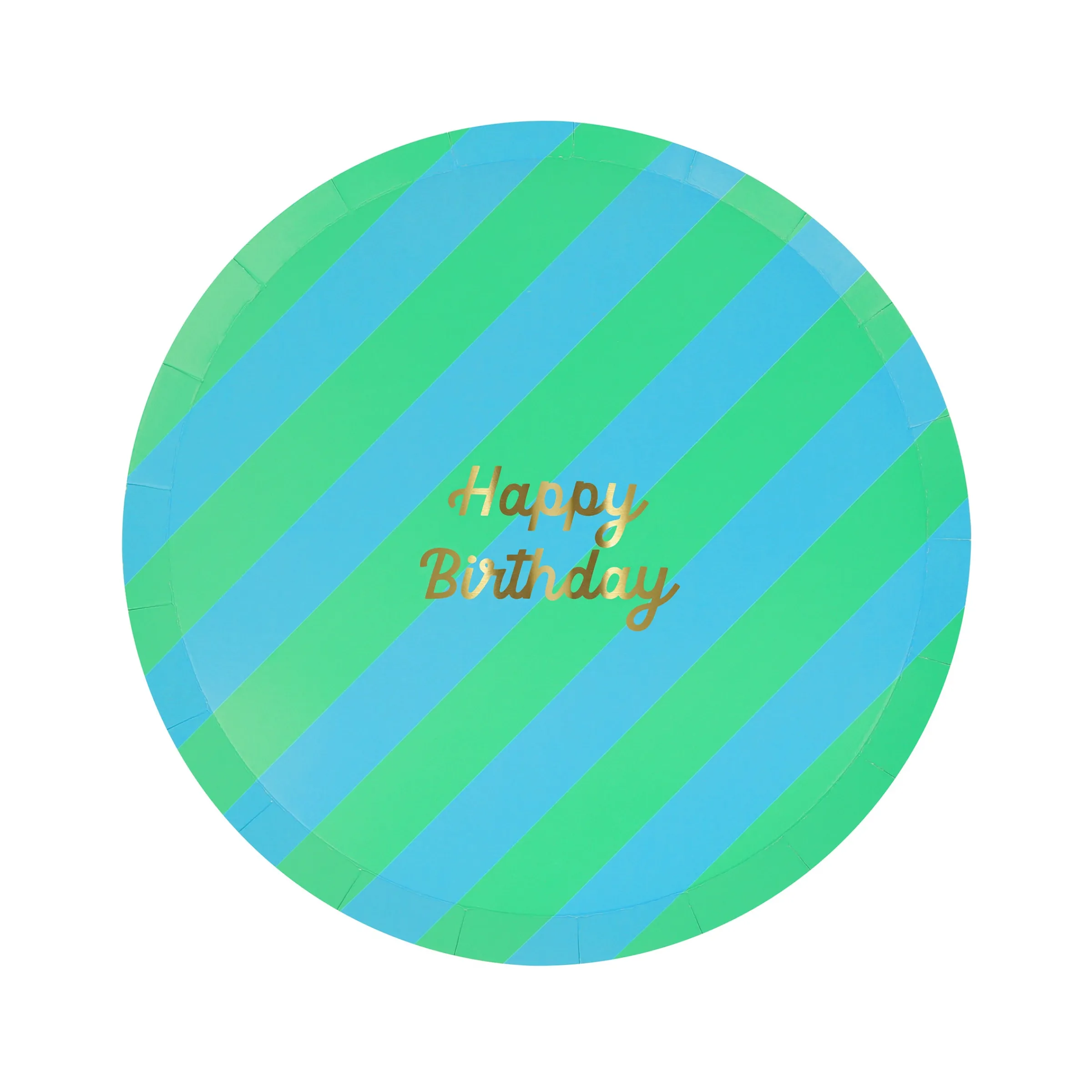 Stripe Happy Birthday Side Plates (x 8)>Meri Meri Fashion