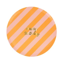 Stripe Happy Birthday Side Plates (x 8)><noscript><img width=