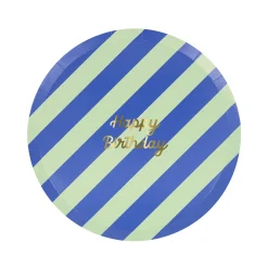 Stripe Happy Birthday Side Plates (x 8)><noscript><img width=
