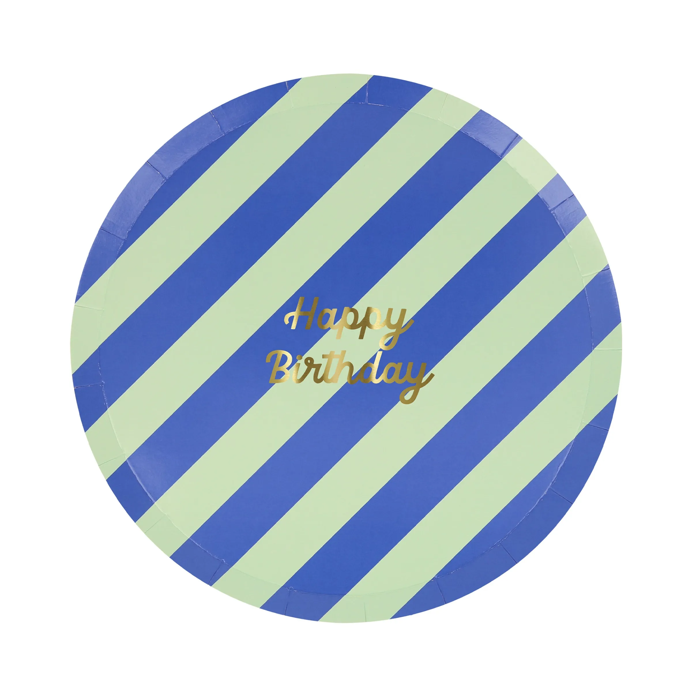 Stripe Happy Birthday Side Plates (x 8)>Meri Meri Fashion
