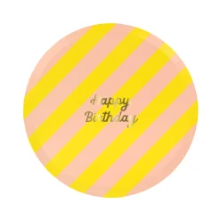Stripe Happy Birthday Side Plates (x 8)><noscript><img width=