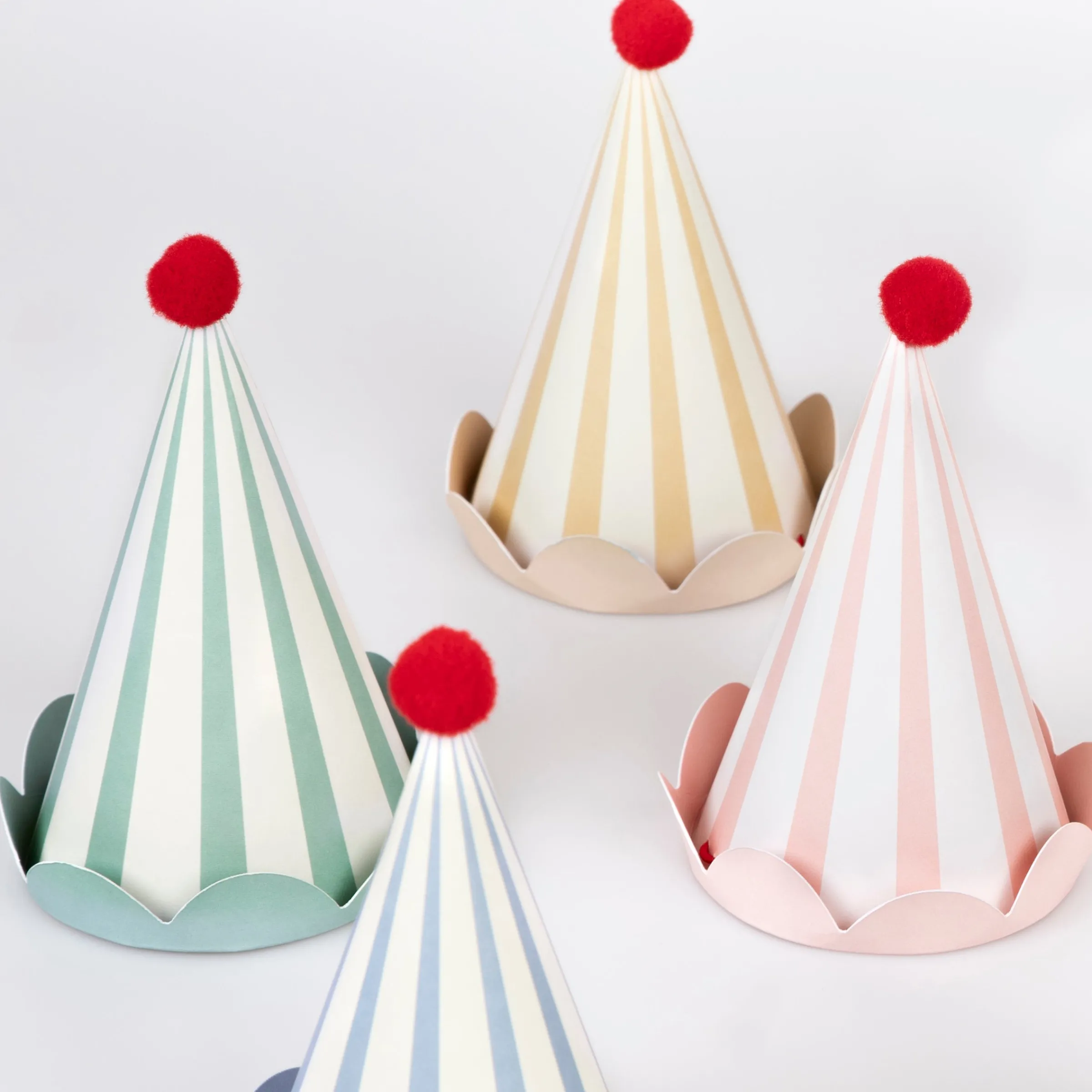 Stripe Pastel Party Hats (x 8)>Meri Meri Discount