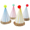 Stripe Pompom Party Hats (x 8)>Meri Meri New