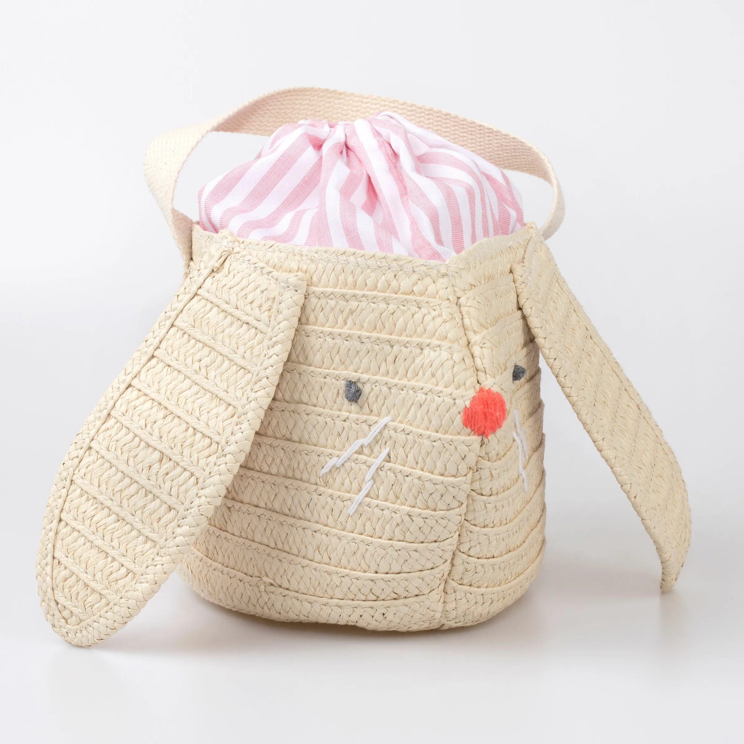 Stripy Ear Bunny Basket Bag>Meri Meri Clearance