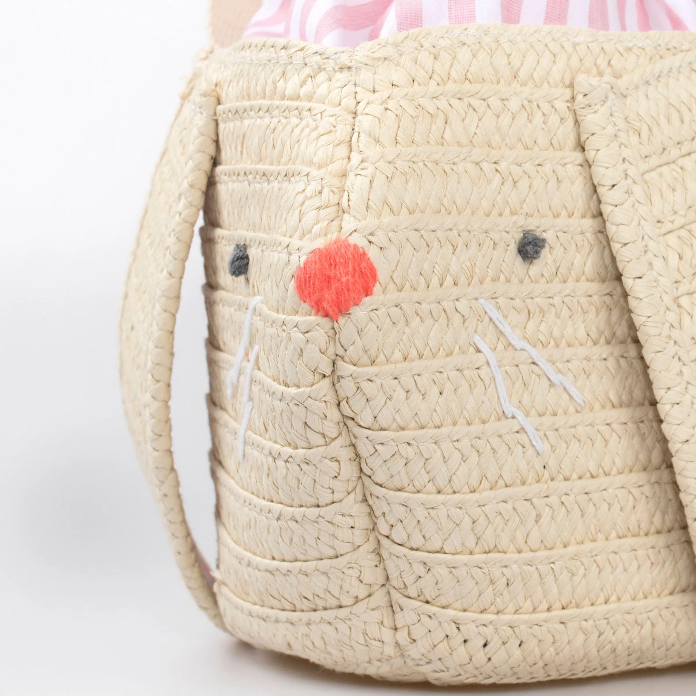 Stripy Ear Bunny Basket Bag>Meri Meri Clearance