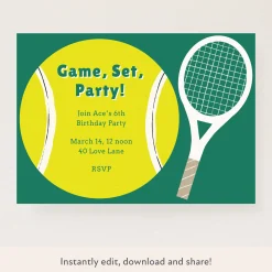 Tennis Download & Print Invitation>Meri Meri Clearance