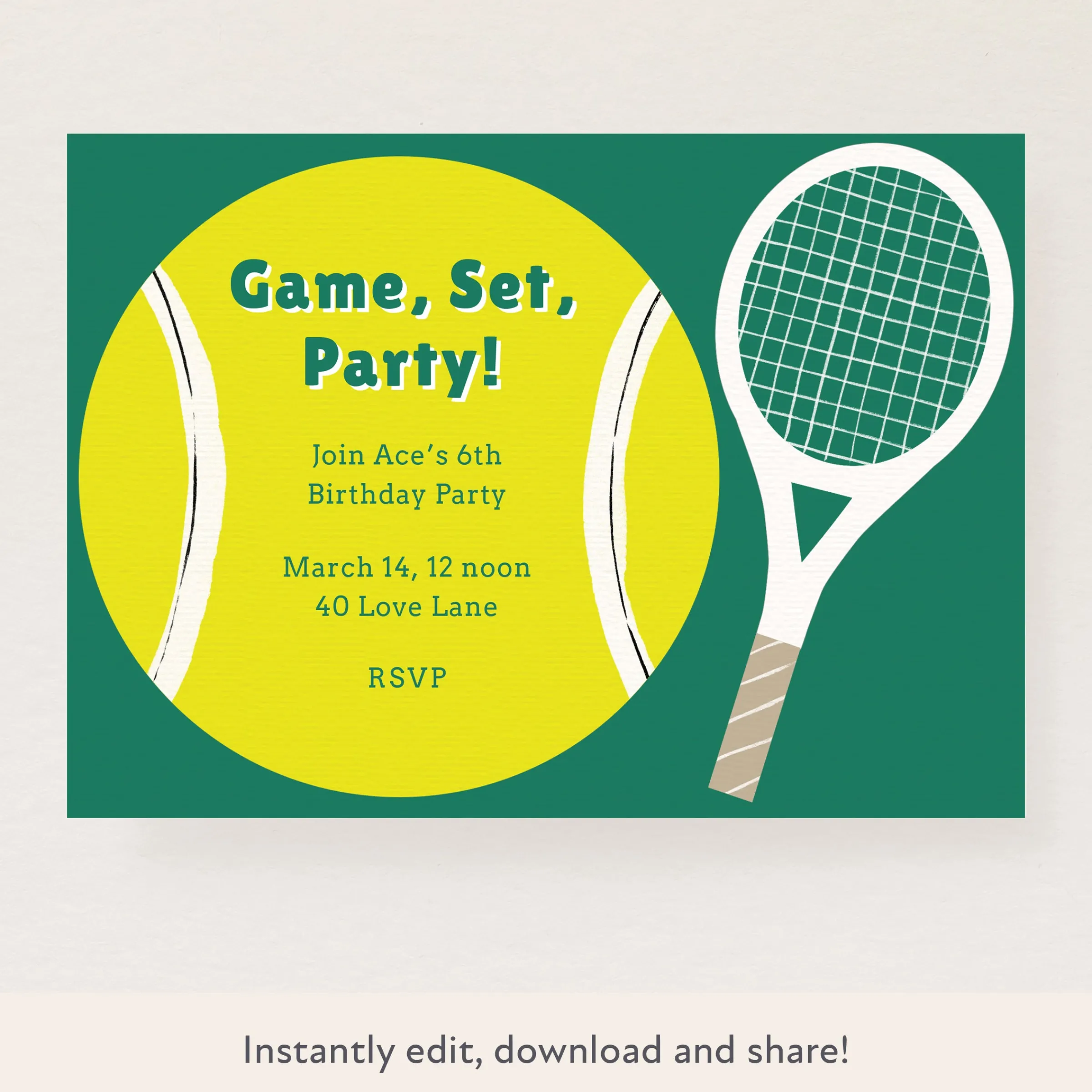Tennis Download & Print Invitation>Meri Meri Clearance
