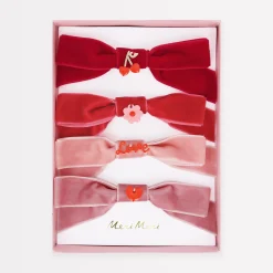 Velvet Bows With Charms Hair Clips (x 4)>Meri Meri New