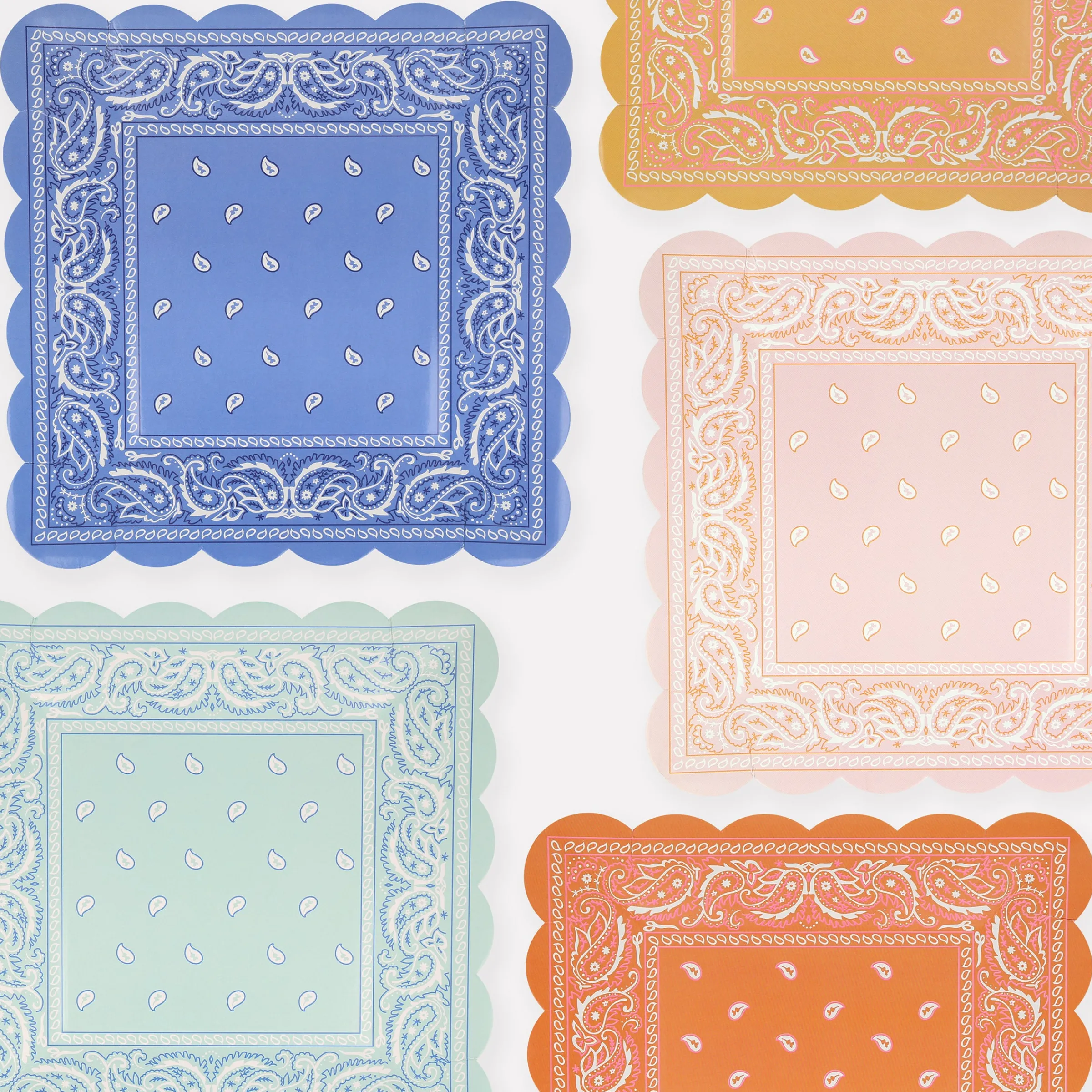 Western Bandana Square Plates (x 8)>Meri Meri Best