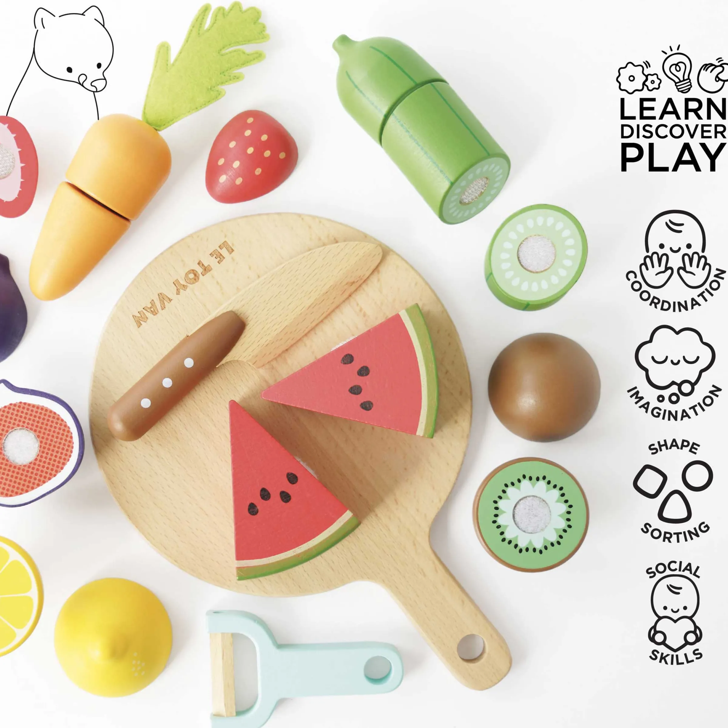 Wooden Chopping Board & Sliceable Play Food>Meri Meri Fashion
