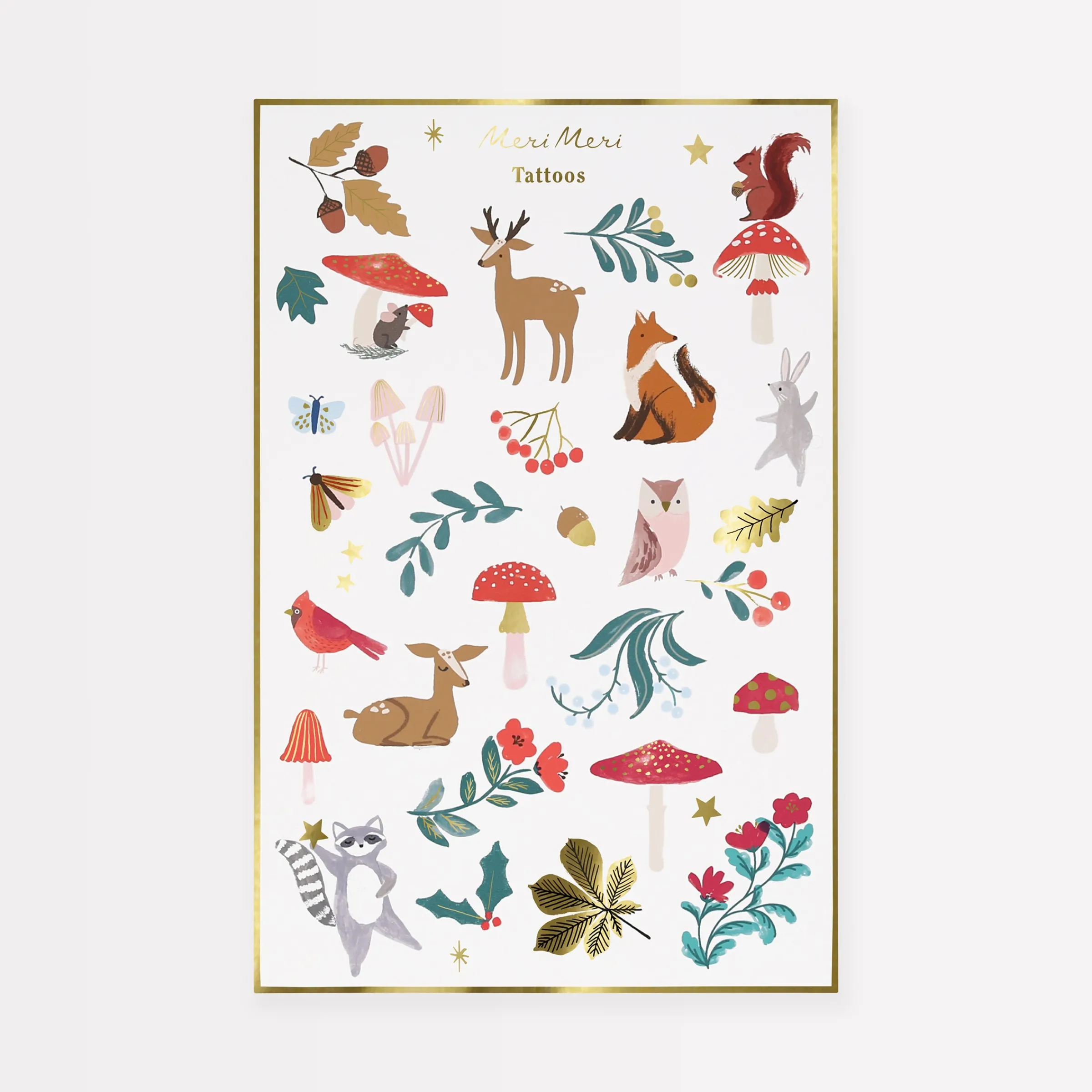 Woodland Temporary Tattoo Sheets (x 2 sheets)>Meri Meri Clearance