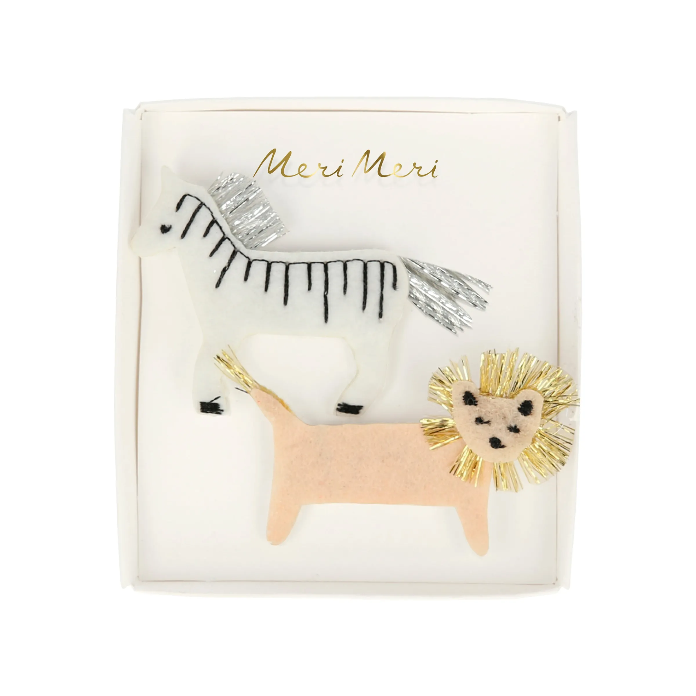 Zebra & Lion Felt Hair Clips (x 2)>Meri Meri Outlet
